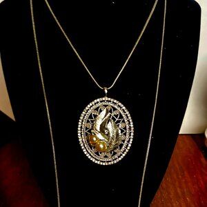 Beautiful Hand Made Silver Pendant with Pearls and adjustable Necklace